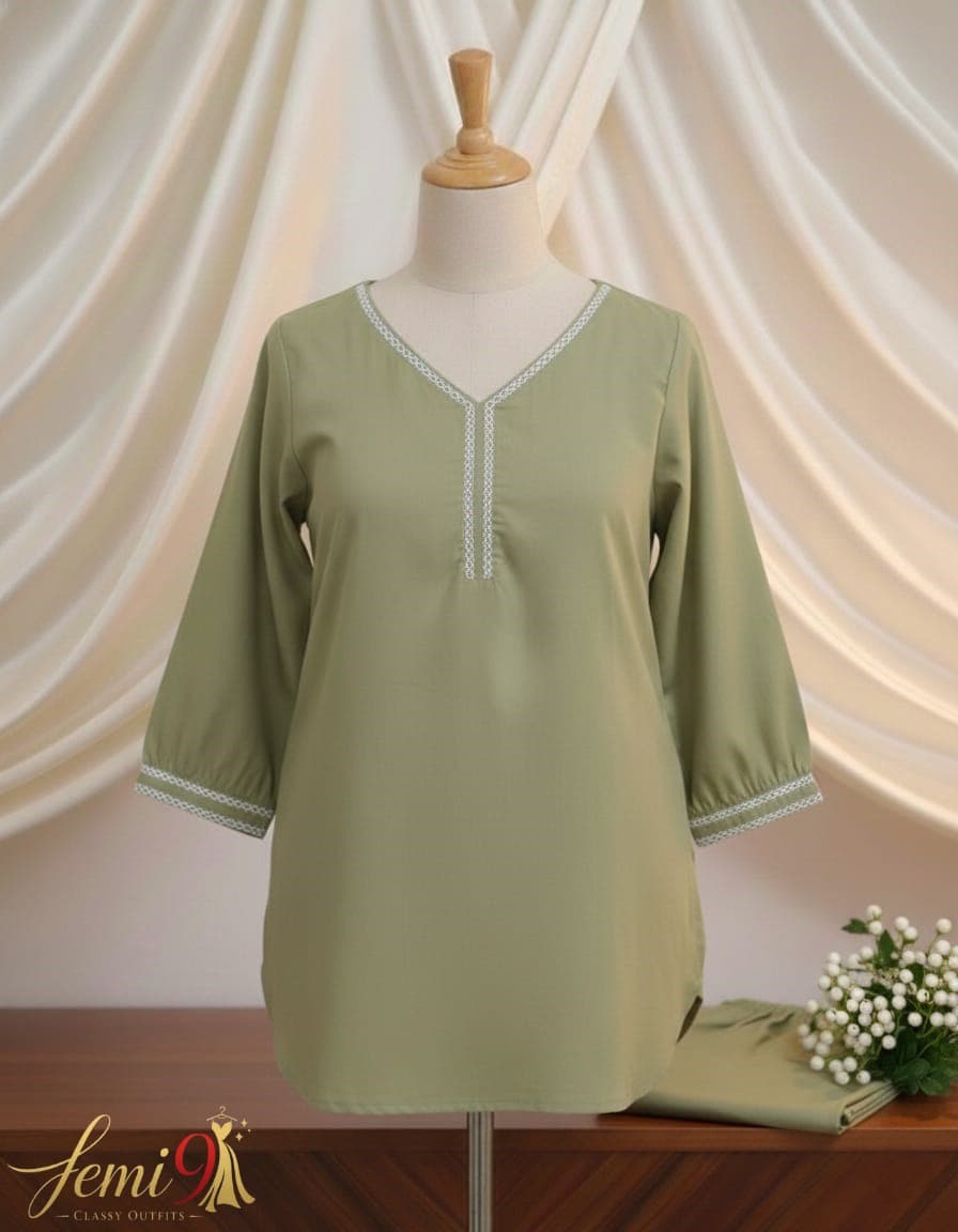 Embroidered green 2pc Dress